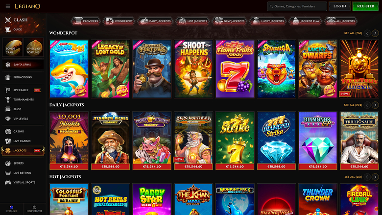 Legiano Casino Desktop Jackpot