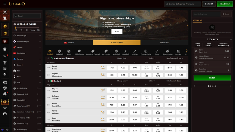 Legiano Casino Desktop Sports