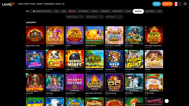 Levelup Casino Desktop Jackpot