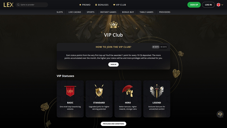 Lex Casino Desktop VIP Program