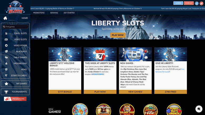 Liberty Slots Casino Desktop Homepage