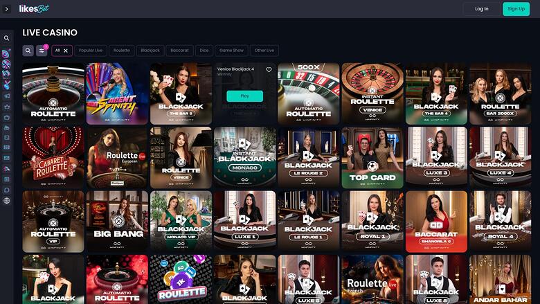 Likes.bet Casino live dealer page