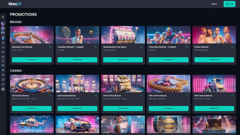 Likes.bet Casino promotions page