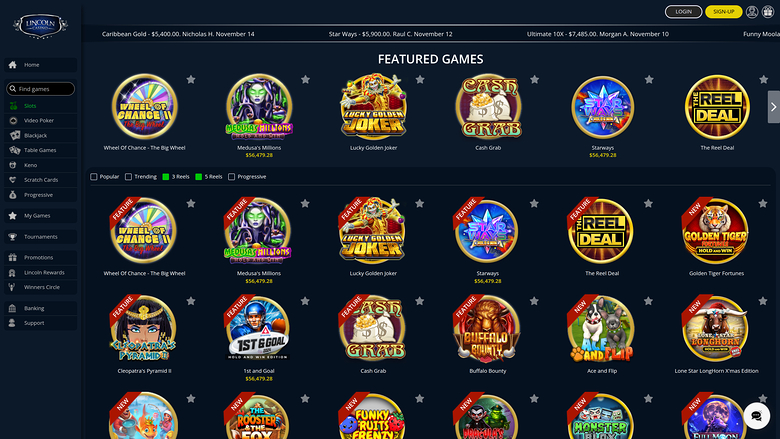 Lincoln Casino Desktop Games