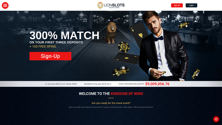 Lion Slots Casino Desktop Homepage
