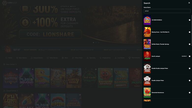 Lion Slots Casino Desktop Jackpot
