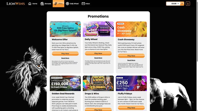 Lion Wins Casino Desktop Promotions
