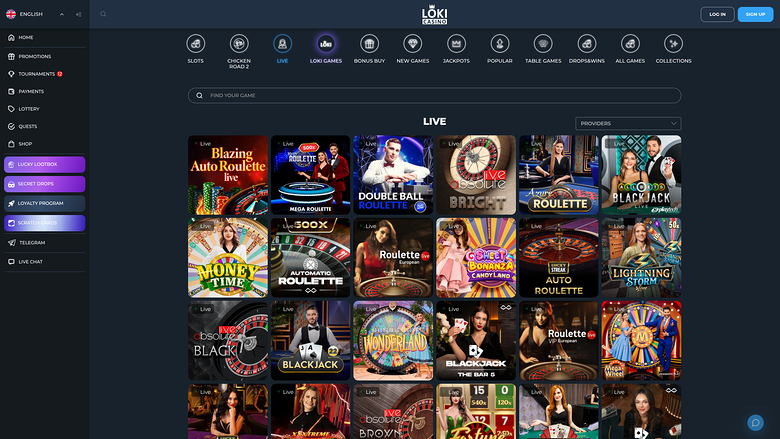 Loki Casino Desktop Live Dealer