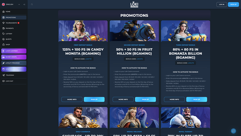 Loki Casino Desktop Promotions