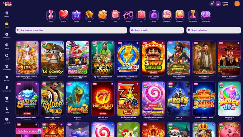 Lolly Spins Casino Desktop Games