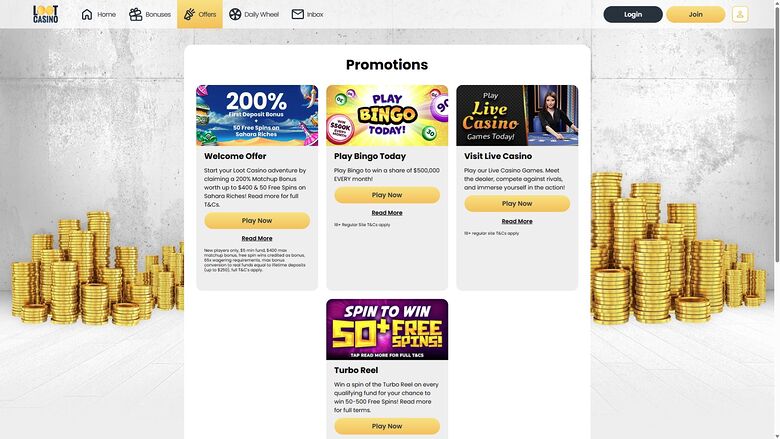 Loot Casino Desktop Promotions