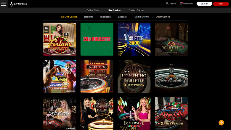 Lord Ping Casino Desktop Live Dealer