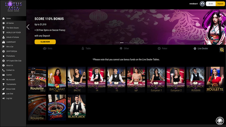 Lotus Asia Casino Desktop Live Dealer