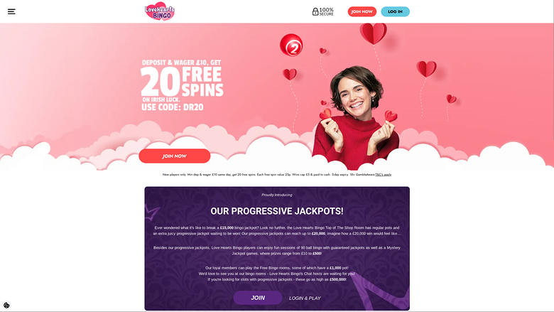 Lovehearts Bingo Casino Desktop Homepage