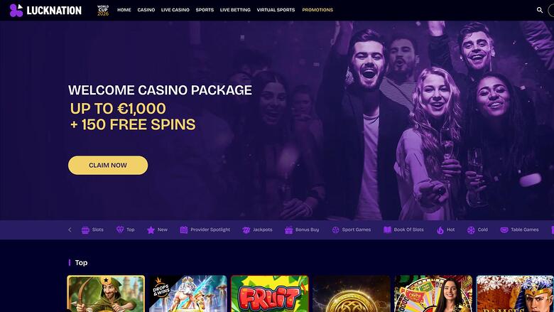 Luck Nation Casino homepage