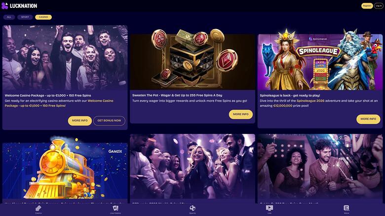 Luck Nation Casino promotions page