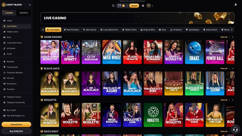 Lucky Block Casino Desktop Live Dealer