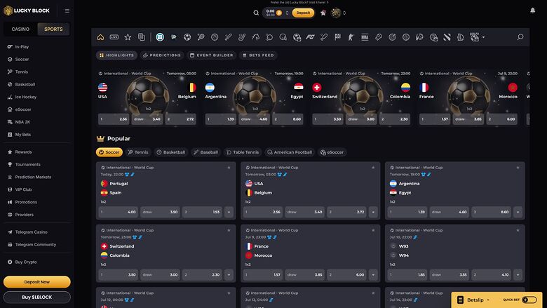 Lucky Block Casino Desktop Sports