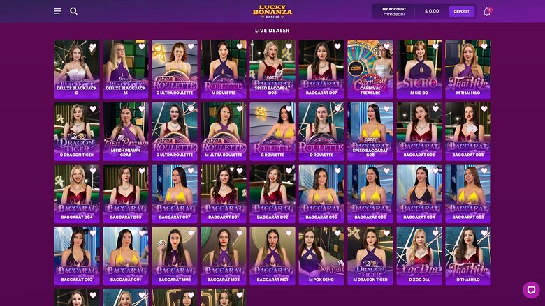 Lucky Bonanza Casino Desktop Live Dealer