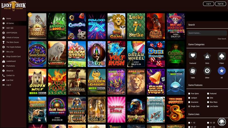 Lucky Creek Casino Desktop Games