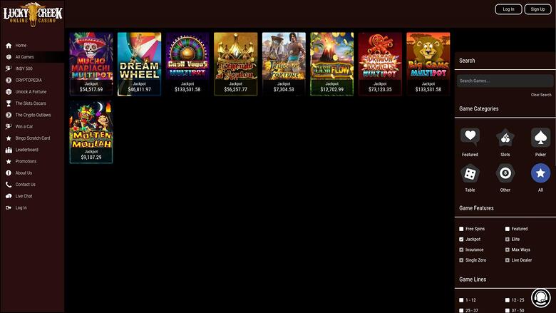 Lucky Creek Casino Desktop Jackpot 