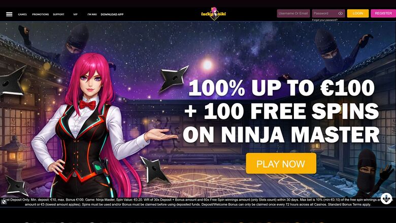 Lucky Niki Casino Desktop Homepage