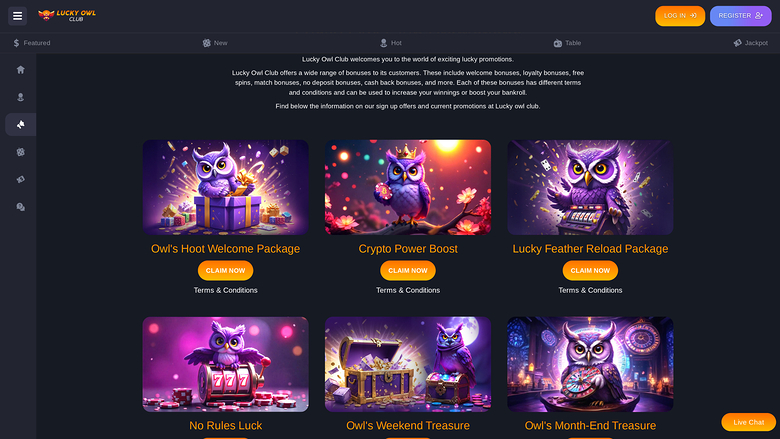 Lucky Owl Club Desktop Promotions