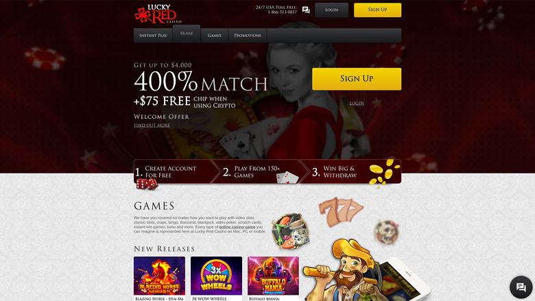 Lucky Red Casino Desktop Homepage