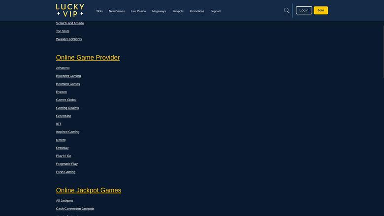 Lucky Vip Casino game developers page