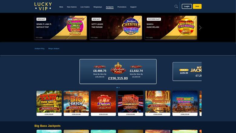 Lucky Vip Casino jackpot page