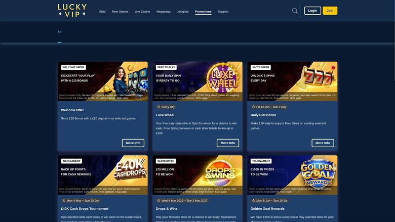 Lucky Vip Casino promotions page