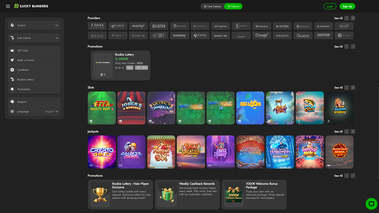 Lucky Blinders Casino Game Developers