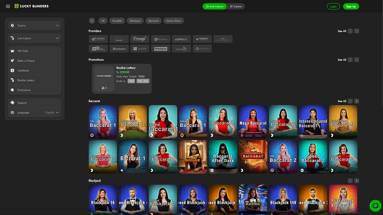 Lucky Blinders Casino Live Dealer