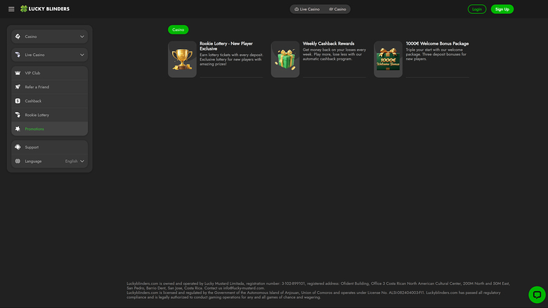 Lucky Blinders Casino Promotions