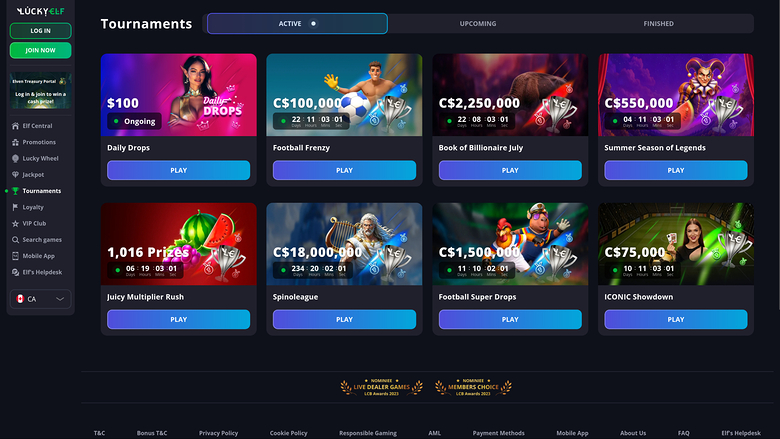 Luckyelf Casino Desktop Tournaments