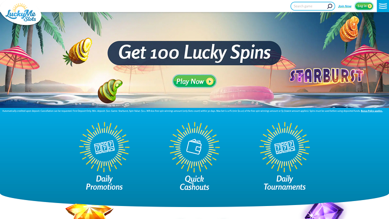 LuckyMe Slots Casino Desktop Homepage