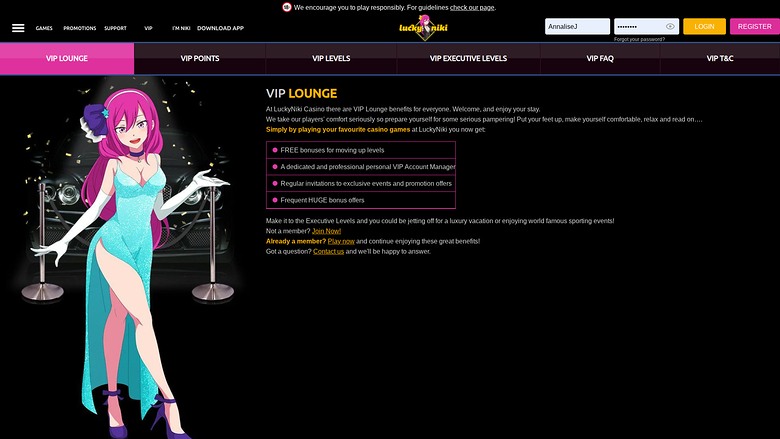 Lucky Niki Casino Desktop VIP Program