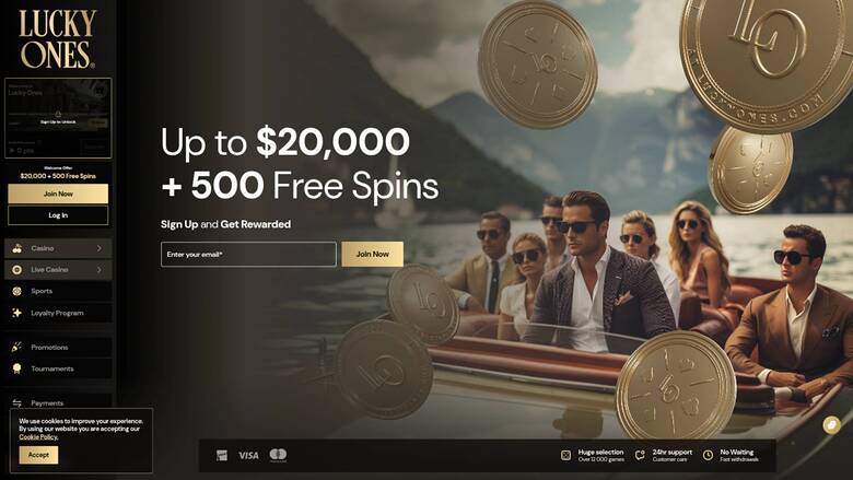 Homepage screenshot of Lucky Ones Casino