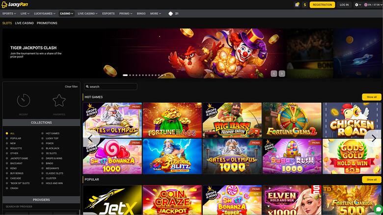 LuckyPari Casino games page