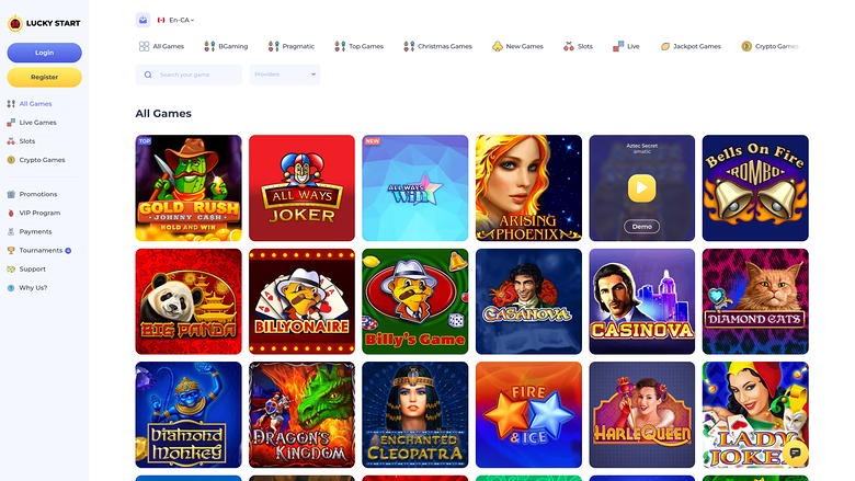 Luckystart Casino Desktop Games