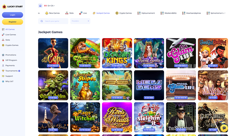 Luckystart Casino Desktop Jackpot