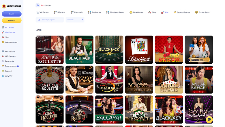 Luckystart Casino Desktop Live Dealer