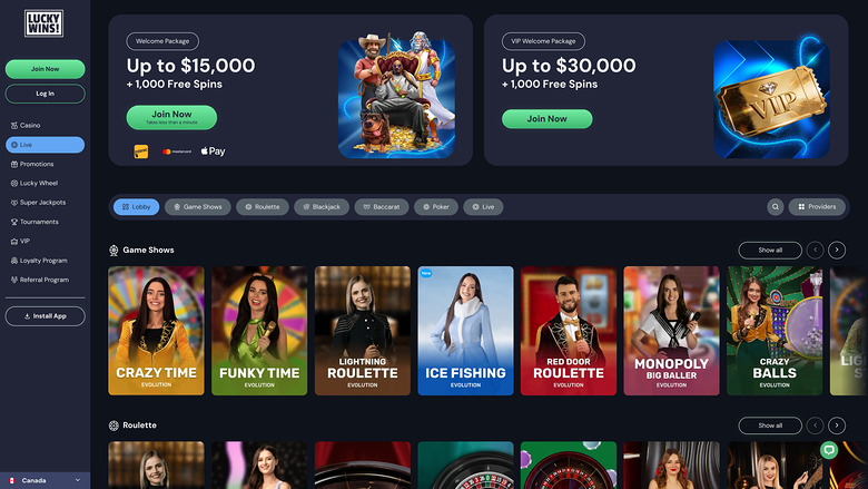 Luckywins Casino Desktop Live Dealer