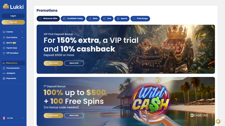 Lukki Casino Desktop Promotions