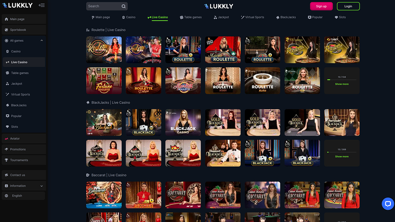 Lukkly Casino Desktop Live Dealer