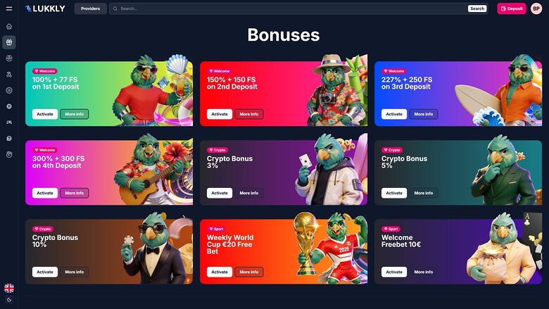 Lukkly Casino Desktop Promotions