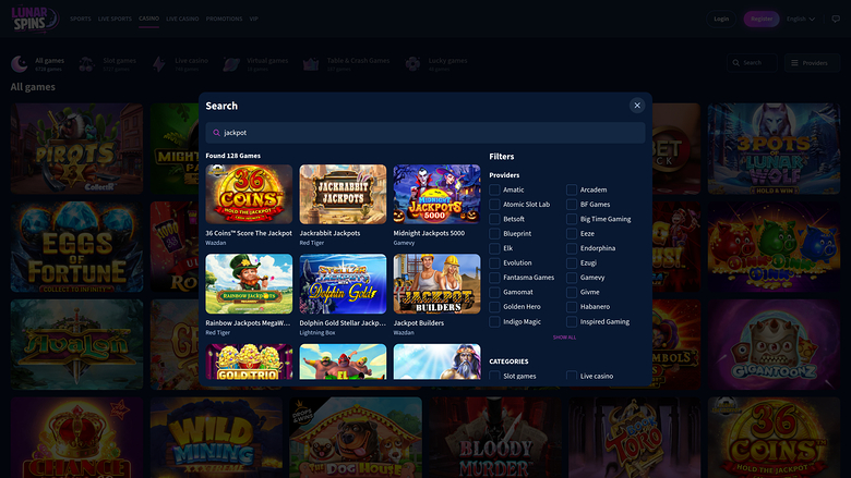 LunarSpins Casino Desktop Jackpot