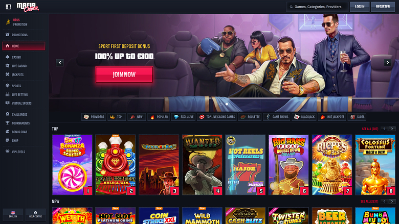 Mafia Casino Desktop Homepage