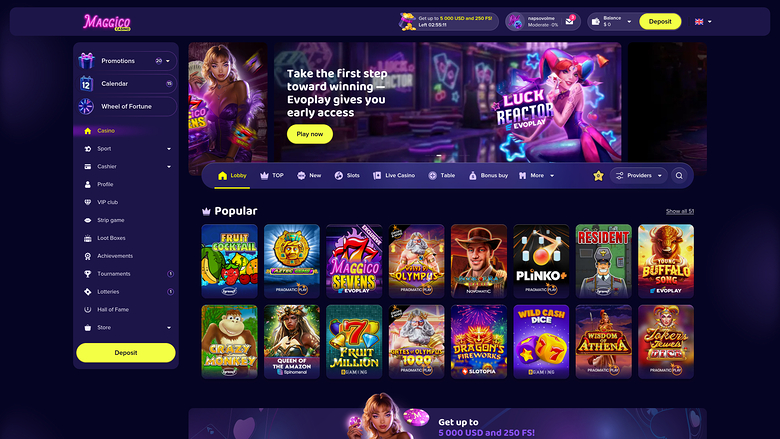 Maggico Casino Desktop Homepage