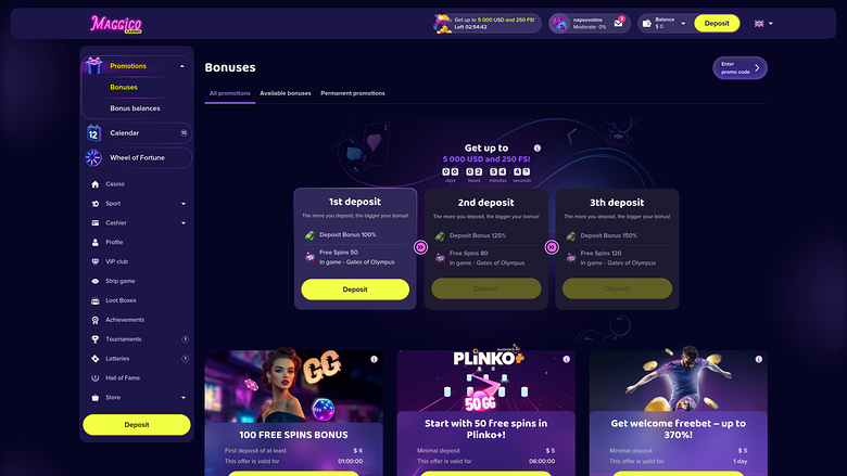 Maggico Casino Desktop Promotions